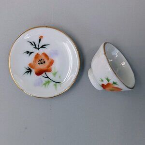 Midcentury Vintage Miniature Porcelain Dollhouse Scale Tea Cup and Saucer